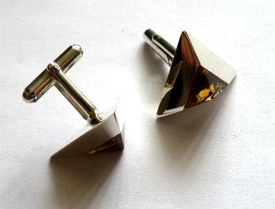 Baltic Amber Jewelry Cuff Links Triangle Unisex Cognac Geometric Natural 925 silver