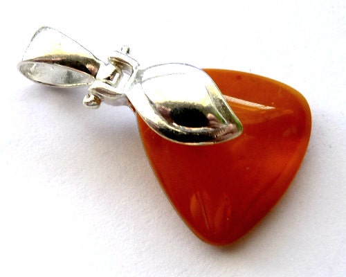 Baltic Amber Pendant Antique Butterscotch Yolk Caramel 1.3" 3.7 gram 925 Silver