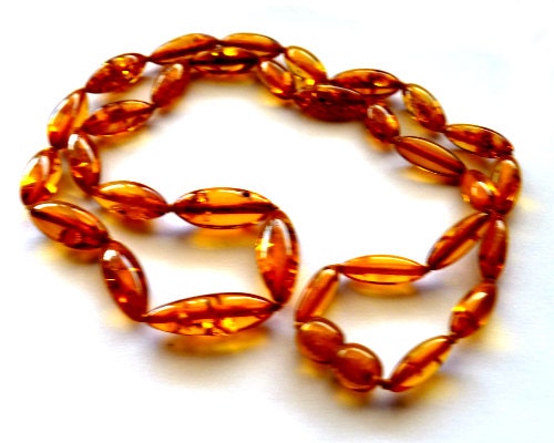 Baltic Amber Honey Necklace Marquise Beads 24" 15.8 gram