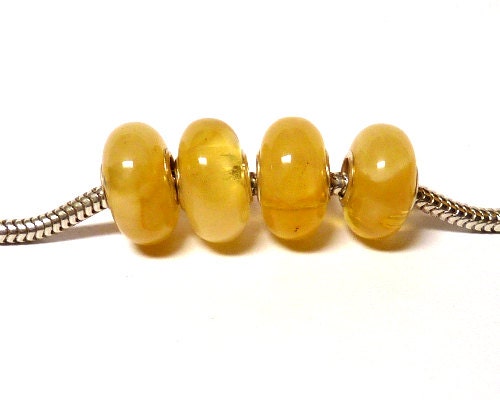 Baltic Amber European Charm Bead Yellow Natural Untreated