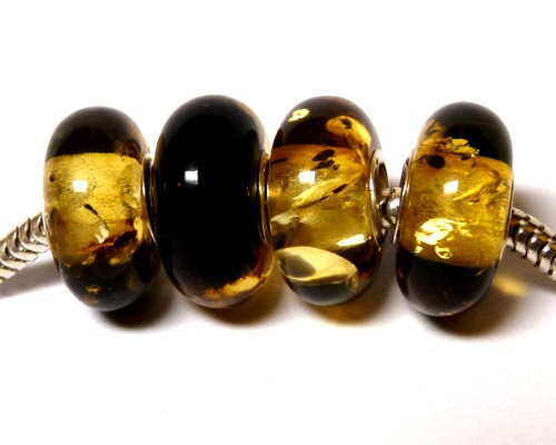 Baltic Amber Charm Bead green with inclusions for charm bracelet