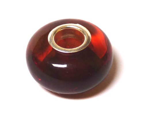 Baltic Amber Charm Bead Dark Cognac Natural Silver Core