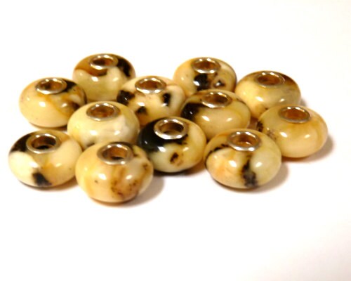 Baltic Amber Charm Bead Butterscotch with Inclusions White Grey