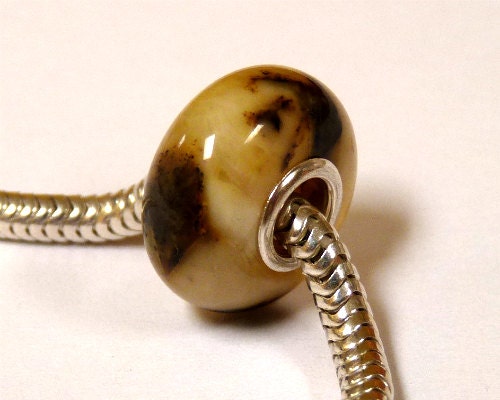 Baltic Amber Charm Bead Butterscotch with Inclusions White Grey