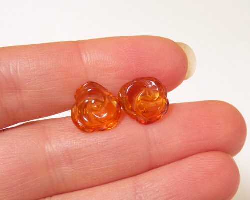 Flower Earrings - Rose Earrings - Rose Stud Earrings - Gift For Her - Baltic Amber Earrings - Honey Amber Earrings - Flower Jewelry