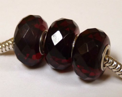 Baltic Amber Faceted European Charm Bead Cherry Color