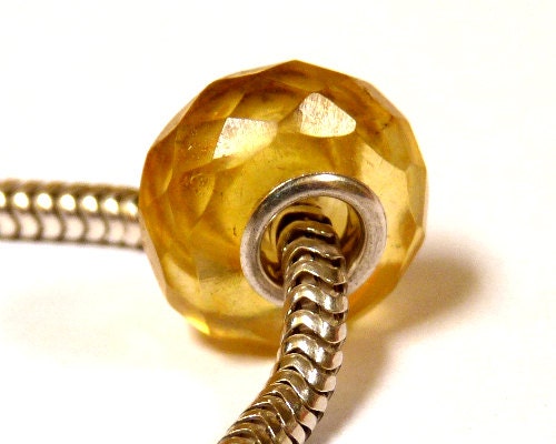 Baltic Amber Faceted Charm Bead Yellow Lemon Color