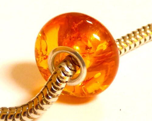 Baltic Amber European Charm Bead Honey Sparkling