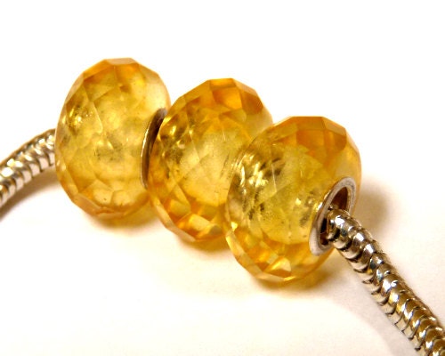 Baltic Amber Faceted Charm Bead Yellow Lemon Color