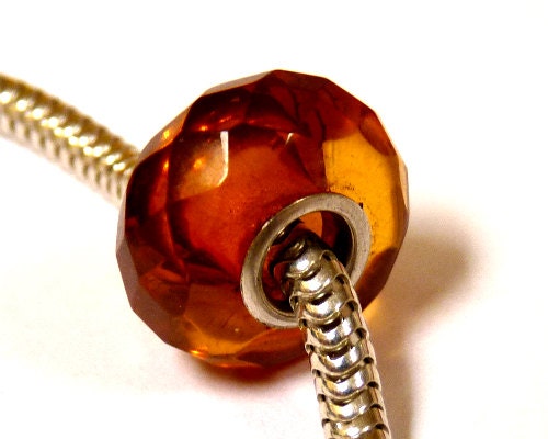 Baltic Amber Cognac Faceted Charm Bead