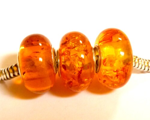 Baltic Amber European Charm Bead Honey Sparkling