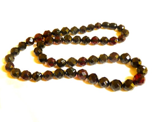 Baltic Amber Necklace Faceted Cherry Ball Beads Natural Jewelry 18.7" 14.4 gram