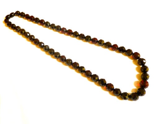 Baltic Amber Necklace Faceted Cherry Ball Beads Natural Jewelry 18.7" 14.4 gram